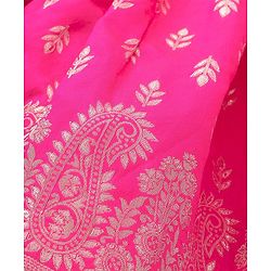 Babyhug Three Fourth Sleeves Floral Embroidered Choli & Lehenga Set With Dupatta - Fuchsia