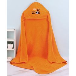 Babyhug Terry Knit Hooded Bath Towel Text & Kitty Embroidery L 76 x B 76 cm - Orange