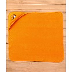 Babyhug Terry Knit Hooded Bath Towel Text & Kitty Embroidery L 76 x B 76 cm - Orange