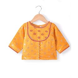 Babyhug Woven Three Fourth Lehenga Choli And Dupatta Floral Embroidered - Orange & Red