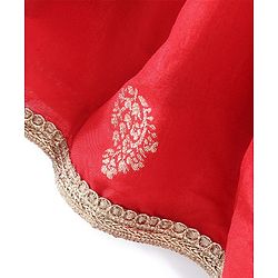 Babyhug Woven Three Fourth Lehenga Choli And Dupatta Floral Embroidered - Orange & Red