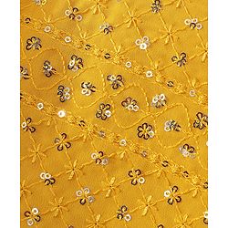 Babyhug Woven Three Fourth Lehenga Choli And Dupatta Floral Embroidery & Sequine Detailing - Yellow