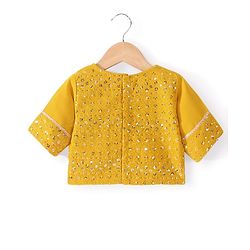Babyhug Woven Three Fourth Lehenga Choli And Dupatta Floral Embroidery & Sequine Detailing - Yellow