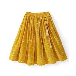 Babyhug Woven Three Fourth Lehenga Choli And Dupatta Floral Embroidery & Sequine Detailing - Yellow