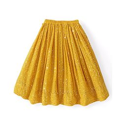 Babyhug Woven Three Fourth Lehenga Choli And Dupatta Floral Embroidery & Sequine Detailing - Yellow