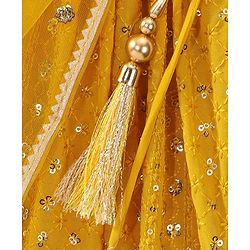 Babyhug Woven Three Fourth Lehenga Choli And Dupatta Floral Embroidery & Sequine Detailing - Yellow