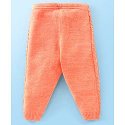 Babyhug Full Sleeves Sweater & Pajama Set with Knitted Design - Orange