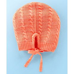 Babyhug Full Sleeves Sweater & Pajama Set with Knitted Design - Orange