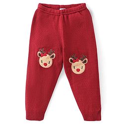 Babyhug Knitted Full Sleeves Baby Sweater Set with Stripes Design - Red