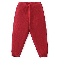 Babyhug Knitted Full Sleeves Baby Sweater Set with Stripes Design - Red