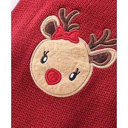 Babyhug Knitted Full Sleeves Baby Sweater Set with Stripes Design - Red