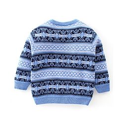 Babyhug Knitted Full Sleeves Sweater Set With Ikat Print - Blue