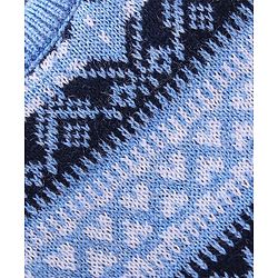 Babyhug Knitted Full Sleeves Sweater Set With Ikat Print - Blue