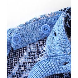 Babyhug Knitted Full Sleeves Sweater Set With Ikat Print - Blue