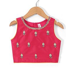 Babyhug Sleeveless Embroidered Choli with Sequenced Lehenga & Dupatta Set -Yellow & Red