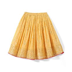 Babyhug Sleeveless Embroidered Choli with Sequenced Lehenga & Dupatta Set -Yellow & Red