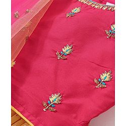 Babyhug Sleeveless Embroidered Choli with Sequenced Lehenga & Dupatta Set -Yellow & Red