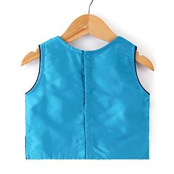 Babyhug Sleeveless Lehenga Choli & Dupatta Set with Floral Embroidery - Navy Blue