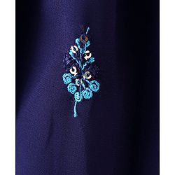 Babyhug Sleeveless Lehenga Choli & Dupatta Set with Floral Embroidery - Navy Blue