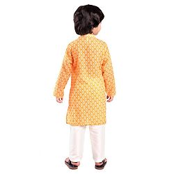 Babyhug 100% Cambric Three Full Printed Kurta With Solid Pyjama Set - Yellow