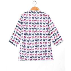Babyhug 100% Cambric Full Sleeve Camel Printed Kurta With Solid Pyjama Set - White