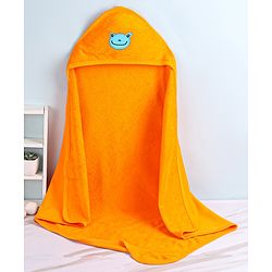 Babyhug Cotton Terry Knit Towel with Hood Frog Applique L 76.2 x B 76.2 cm - Orange