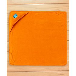 Babyhug Cotton Terry Knit Towel with Hood Frog Applique L 76.2 x B 76.2 cm - Orange
