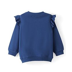 Babyhug 100% Cotton Knit Full Sleeves Sweatshirt With Text Graphics - Navy Blue