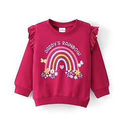 Babyhug 100% Cotton Knit Full Sleeves Sweatshirt With Rainbow Graphics - Red