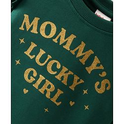 Babyhug Cotton Knit Full Sleeves Sweatshirt with Text Graphics Print - Green