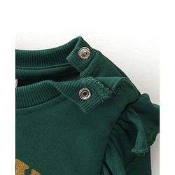 Babyhug Cotton Knit Full Sleeves Sweatshirt with Text Graphics Print - Green