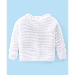 Babyhug Full Sleeves Front Open Sweater with Birds Design - OffWhite
