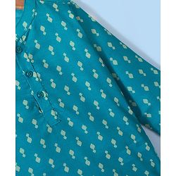 Babyhug Cotton Foil Printed Full Sleeves Kurta with Dhoti  Set - Teal Blue