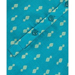 Babyhug 100% Cambric Full Sleeve Printed Kurta With Solid Pyjama Set - Teal Blue