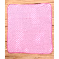 Babyhug Terry Knit Towel with Polka Dot Print L 76.2 X B 76.2 cm- Pink