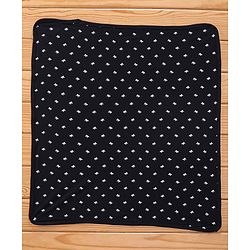 Babyhug Cotton Knit Terry Bow Print Towel - Black