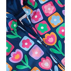 Babyhug 100% Cotton Knit Full Sleeves Sweatshirt Floral Print - Navy Blue