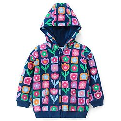 Babyhug 100% Cotton Knit Full Sleeves Sweatshirt Floral Print - Navy Blue