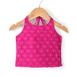 Babyhug Woven Sleeveless Choli & Lehenga Dupatta Gotta Patti & Sequine Detailing - Pink & Purple