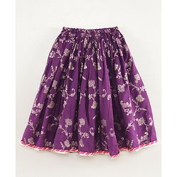 Babyhug Woven Three Fourth Sleeves Choli With Lehenga And Dupatta Brocade Detailing - Purple