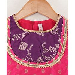 Babyhug Woven Three Fourth Sleeves Choli With Lehenga And Dupatta Brocade Detailing - Purple