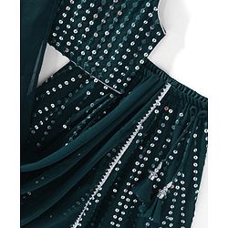Babyhug Sleeveless Sequin Embroidered Lehenga Choli Duatta Set - Teal