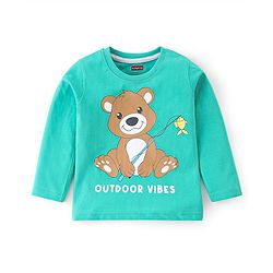 Babyhug 100% Cotton Full Sleeves T-Shirts with Bear Print & Striped Pack of 3 - Blue & Yellow