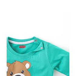 Babyhug 100% Cotton Full Sleeves T-Shirts with Bear Print & Striped Pack of 3 - Blue & Yellow