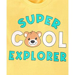Babyhug 100% Cotton Full Sleeves T-Shirts with Bear Print & Striped Pack of 3 - Blue & Yellow