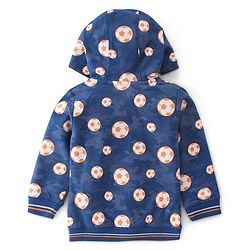 Babyhug 100% Cotton Knit Full Sleeves Sweat Jacket with Hood with Ball Design- Navy Blue