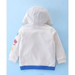 Babyhug 100% Cotton Knit Full Sleeves Hooded Jacket With Text Graphics - Multicolor
