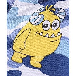 Babyhug Cotton Full Sleeves Bomber Jacket Monster Print - BLue