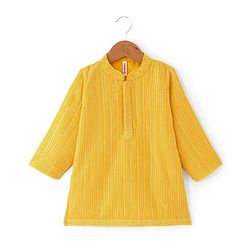 Babyhug Woven Full Sleeves Sequenced Embroidered Kurta Pyjama Set  -Yellow