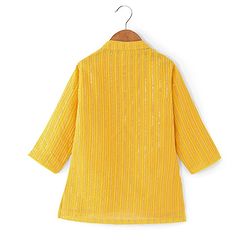 Babyhug Woven Full Sleeves Sequenced Embroidered Kurta Pyjama Set  -Yellow